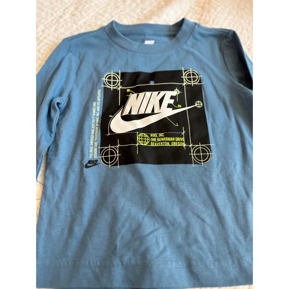 Nike Boys Size 2T Blue‎ Long Sleeve Blueprint Shirt